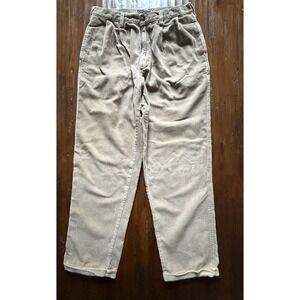 VINTAGE~BUGLE BOY Original Corduroy Pants Mens Sz 34x32 TAN Pleated Cuffed